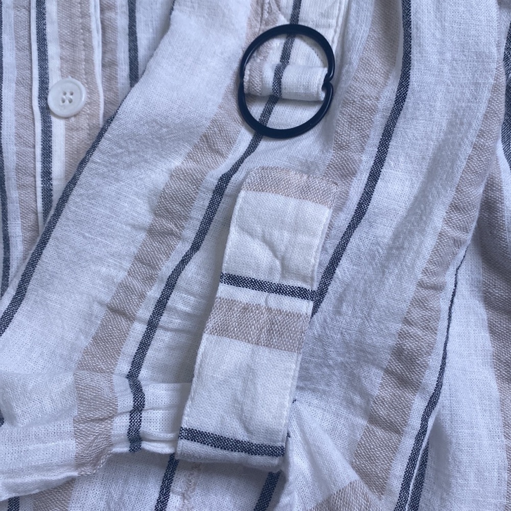 Vince Camuto Linen Stripe Button Down Shirt Size Medium - Picture 8 of 14